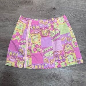 Lilly Pulitzer Tennis Racquet Ball Colorful Patchwork Women's Skirt Vintage 4